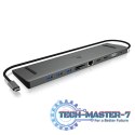 Stacja dokująca IB-DK2106-C Type-C z potrójnym wyjściem wideo, 2x High Speed HDMI typu A, 1x interfejs VGA, trzy interfejsy USB 