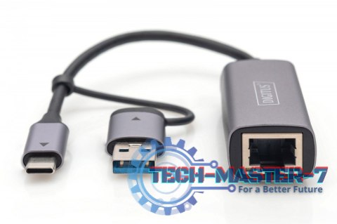 Karta sieciowa przewodowa USB 3.1 Typ C + USB A do 1x RJ45 2.5 Gigabit Ethernet 10/100/1000/2500Mbps Karta sieciowa przewodowa USB 3.1 Typ C + USB A do 1x RJ45 2.5 Gigabit Ethernet 10/100/1000/2500Mbps