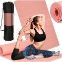 Mata do ćwiczeń jogi gimnastyczna treningowa fitness karimata gruba 1,5cm różowa + pokrowiec Mata do ćwiczeń jogi gimnastyczna treningowa fitness karimata gruba 1,5cm różowa + pokrowiec