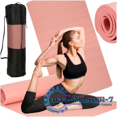 Mata do ćwiczeń jogi gimnastyczna treningowa fitness karimata gruba 1,5cm różowa + pokrowiec Mata do ćwiczeń jogi gimnastyczna treningowa fitness karimata gruba 1,5cm różowa + pokrowiec