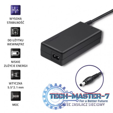 Zasilacz desktopowy 36W | 12V | 3A | 5.5*2.1 + kabel zasilajcy Zasilacz desktopowy 36W | 12V | 3A | 5.5*2.1 + kabel zasilajcy