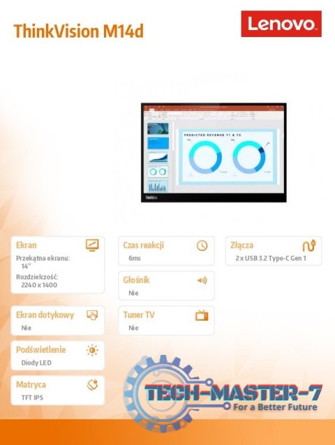 Monitor 14.0 ThinkVision M14d WLED LCD 63AAUAT6WL Monitor 14.0 ThinkVision M14d WLED LCD 63AAUAT6WL