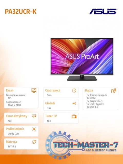 Monitor 32 cale PA32UCR-K IPS HDMI DP USB-C Monitor 32 cale PA32UCR-K IPS HDMI DP USB-C