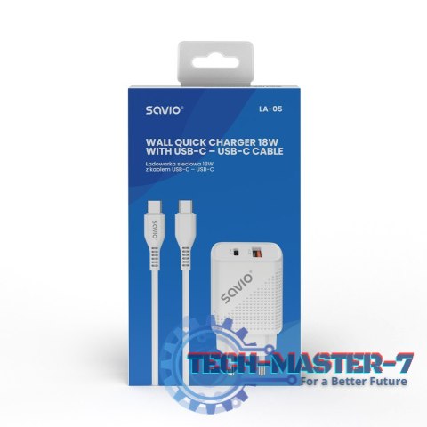 Ładowarka sieciowa USB Quick Charge Power Delivery 3.0 18W +1m kabel USB typ C, LA-05 C Ładowarka sieciowa USB Quick Charge Power Delivery 3.0 18W +1m kabel USB typ C, LA-05 C