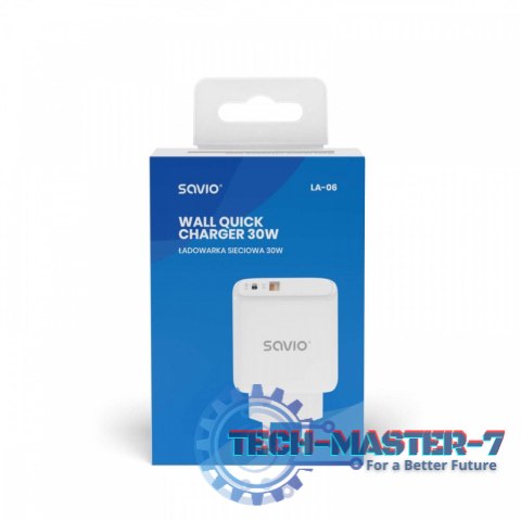 Ładowarka sieciowa USB Quick Charge, Power Delivery 3.0, 30W, LA-06 Ładowarka sieciowa USB Quick Charge, Power Delivery 3.0, 30W, LA-06