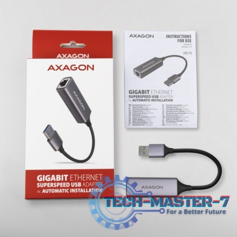 ADE-TR Karta sieciowa Gigabit Ethernet adapter, USB-A 3.2 Gen 1, instalacja automatyczna, metalowy, tytanowa szarość ADE-TR Karta sieciowa Gigabit Ethernet adapter, USB-A 3.2 Gen 1, instalacja automatyczna, metalowy, tytanowa szarość
