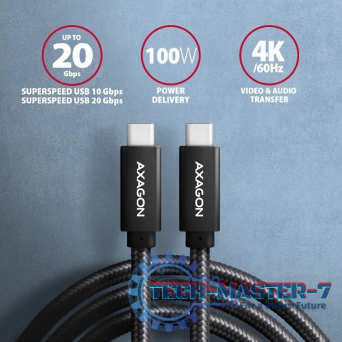 BUCM32-CM10AB Kabel USB-C - USB-C 3.2 Gen 2, 1m, PD 100W, 5A, 4K HD, ALU, oplot, czarny BUCM32-CM10AB Kabel USB-C - USB-C 3.2 Gen 2, 1m, PD 100W, 5A, 4K HD, ALU, oplot, czarny