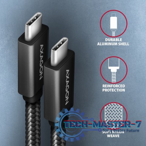 BUCM32-CM10AB Kabel USB-C - USB-C 3.2 Gen 2, 1m, PD 100W, 5A, 4K HD, ALU, oplot, czarny BUCM32-CM10AB Kabel USB-C - USB-C 3.2 Gen 2, 1m, PD 100W, 5A, 4K HD, ALU, oplot, czarny