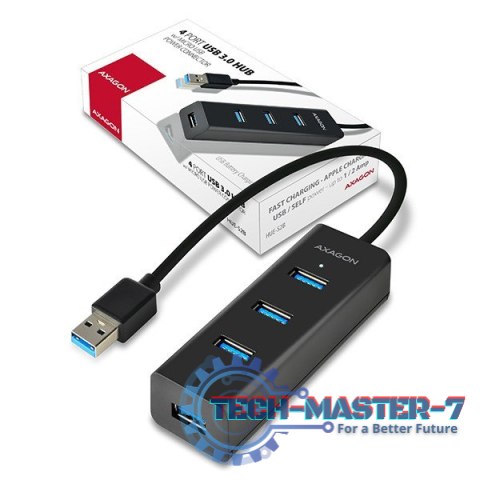 HUE-S2B Hub 4-portowy USB 3.2 Gen 1 charging hub, 30cm kabel, microUSB dodatkowe zasilanie HUE-S2B Hub 4-portowy USB 3.2 Gen 1 charging hub, 30cm kabel, microUSB dodatkowe zasilanie