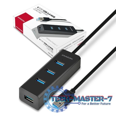 HUE-S2BL Hub 4-portowy USB 3.2 Gen 1 charging hub, 1.2m kabel, microUSB dodatkowe zasilanie HUE-S2BL Hub 4-portowy USB 3.2 Gen 1 charging hub, 1.2m kabel, microUSB dodatkowe zasilanie