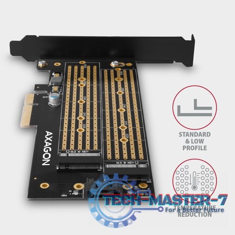 PCEM2-D Adapter wewnętrzny PCIe x4, 1x M.2 NVMe M-key + 1x SATA B-key slot, SP & LP PCEM2-D Adapter wewnętrzny PCIe x4, 1x M.2 NVMe M-key + 1x SATA B-key slot, SP & LP