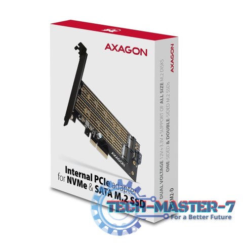 PCEM2-D Adapter wewnętrzny PCIe x4, 1x M.2 NVMe M-key + 1x SATA B-key slot, SP & LP PCEM2-D Adapter wewnętrzny PCIe x4, 1x M.2 NVMe M-key + 1x SATA B-key slot, SP & LP