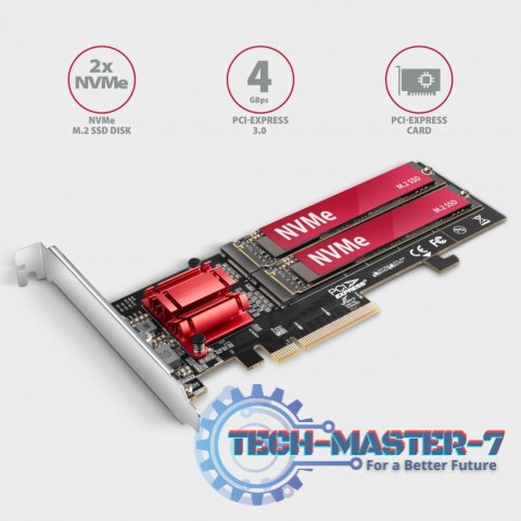 PCEM2-ND Kontroler PCIe x 8, 2x slot M.2 NVMe M-key RAID wsparcie dla płyt bez bifurkacji, w zestawie, SP & LP PCEM2-ND Kontroler PCIe x 8, 2x slot M.2 NVMe M-key RAID wsparcie dla płyt bez bifurkacji, w zestawie, SP & LP