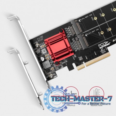 PCEM2-ND Kontroler PCIe x 8, 2x slot M.2 NVMe M-key RAID wsparcie dla płyt bez bifurkacji, w zestawie, SP & LP PCEM2-ND Kontroler PCIe x 8, 2x slot M.2 NVMe M-key RAID wsparcie dla płyt bez bifurkacji, w zestawie, SP & LP