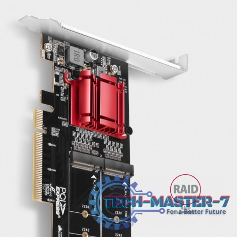 PCEM2-ND Kontroler PCIe x 8, 2x slot M.2 NVMe M-key RAID wsparcie dla płyt bez bifurkacji, w zestawie, SP & LP PCEM2-ND Kontroler PCIe x 8, 2x slot M.2 NVMe M-key RAID wsparcie dla płyt bez bifurkacji, w zestawie, SP & LP
