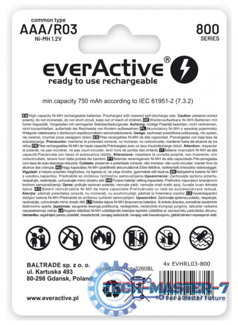 Akumulatory R03/AAA 800 mAH blister 2 szt. technologia Ready To Use Akumulatory R03/AAA 800 mAH blister 2 szt. technologia Ready To Use