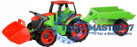 Pojazd Traktor z łyżką i przyczepą czerwono-zielony Pojazd Traktor z łyżką i przyczepą czerwono-zielony