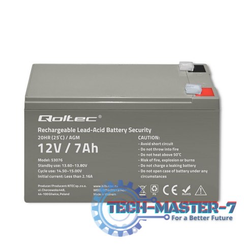 Akumulator AGM | 12V | 7Ah | max. 105A | Security Akumulator AGM | 12V | 7Ah | max. 105A | Security