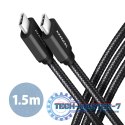BUCM3-CM15AB Kabel USB-C - USB-C, 1.5m, PD 60W, 3A, ALU, oplot czarny