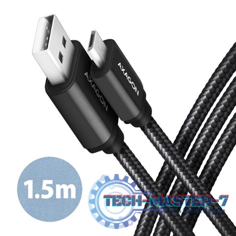 BUMM-AM15AB Kabel MicroUSB - USB-A, 1.5m, USB 2.0, 2.4A, ALU, oplot, Czarny BUMM-AM15AB Kabel MicroUSB - USB-A, 1.5m, USB 2.0, 2.4A, ALU, oplot, Czarny