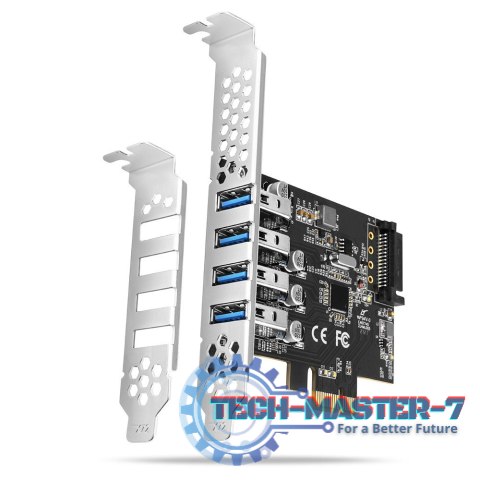 PCEU-43RS Kontroler PCIe 4x port USB 3.2 GEN 1, UASP, chipset Renesas, 15-pin SATA zasilacz, dual power PCEU-43RS Kontroler PCIe 4x port USB 3.2 GEN 1, UASP, chipset Renesas, 15-pin SATA zasilacz, dual power