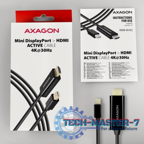 RVDM-HI14C2 Konwerter/kabel aktywny Mini DP > HDMI 1.4 kabel 1.8m4K/30Hz RVDM-HI14C2 Konwerter/kabel aktywny Mini DP > HDMI 1.4 kabel 1.8m4K/30Hz