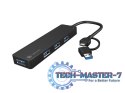 Hub USB-C 4 porty Mayfly czarny + adapter USB-A Hub USB-C 4 porty Mayfly czarny + adapter USB-A