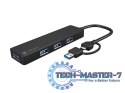 Hub USB-C 4 porty Mayfly czarny + adapter USB-A Hub USB-C 4 porty Mayfly czarny + adapter USB-A
