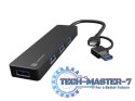 Hub USB-C 4 porty Mayfly czarny + adapter USB-A Hub USB-C 4 porty Mayfly czarny + adapter USB-A