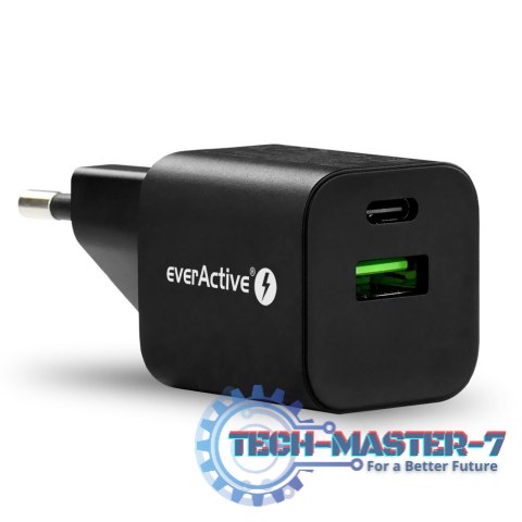Ładowarka USB/USB-C QC3.0 30W technologia GaN Czarna Ładowarka USB/USB-C QC3.0 30W technologia GaN Czarna