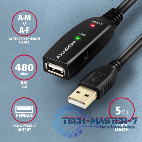 ADR-205 USB 2.0 A-M -> A-F aktywny kabel przedłużacz/wzmacniacz 5m ADR-205 USB 2.0 A-M -> A-F aktywny kabel przedłużacz/wzmacniacz 5m