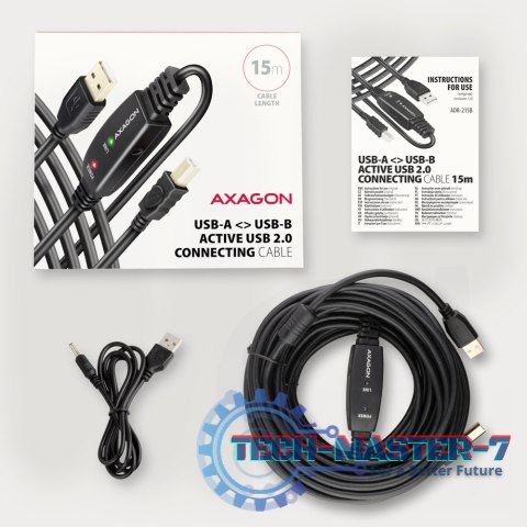 ADR-215B USB 2.0 A-M -> B-M aktywny kabel połączeniowy/wzmacniacz 15m ADR-215B USB 2.0 A-M -> B-M aktywny kabel połączeniowy/wzmacniacz 15m