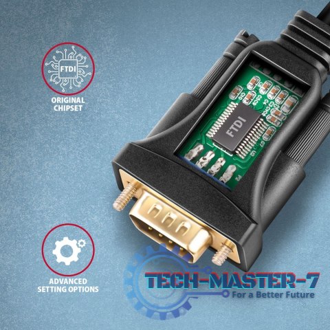 ADS-1PQN Adapter USB 2.0 > RS-232 Port szeregowy, 1,5m kabel, chip FTDI ADS-1PQN Adapter USB 2.0 > RS-232 Port szeregowy, 1,5m kabel, chip FTDI