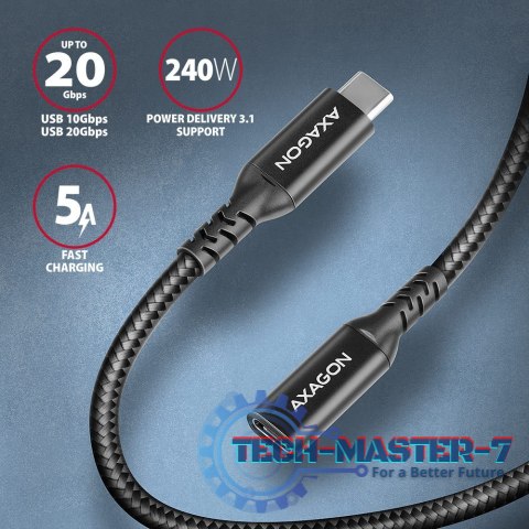 BUCM32-CF10AB Kabel przedłużacz Gen2 USB-C - USB-C, 1m, 5A, 20Gbps, PD 240W, oplot, czarny BUCM32-CF10AB Kabel przedłużacz Gen2 USB-C - USB-C, 1m, 5A, 20Gbps, PD 240W, oplot, czarny
