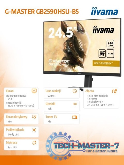 Monitor 24.5 cala GB2590HSU-B5 0.4ms,IPS,DP,HDMI,240Hz,F.Sync,HDR400 Monitor 24.5 cala GB2590HSU-B5 0.4ms,IPS,DP,HDMI,240Hz,F.Sync,HDR400