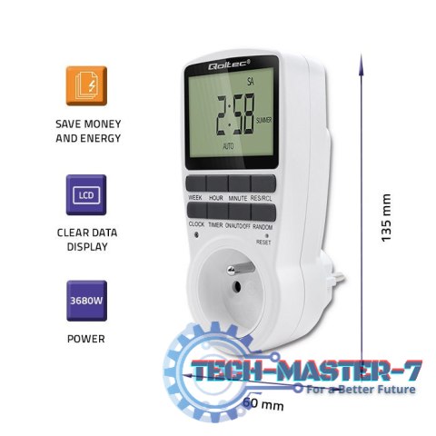 Elektroniczny programator czasowy PC0628 | 3680W | 16A | LCD Elektroniczny programator czasowy PC0628 | 3680W | 16A | LCD