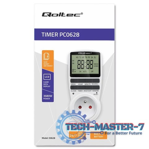 Elektroniczny programator czasowy PC0628 | 3680W | 16A | LCD Elektroniczny programator czasowy PC0628 | 3680W | 16A | LCD