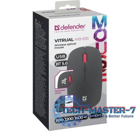 Mysz bezprzewodowa Silent Click Vitrual MB-635 RF+BT 1600DPI 4P Mysz bezprzewodowa Silent Click Vitrual MB-635 RF+BT 1600DPI 4P