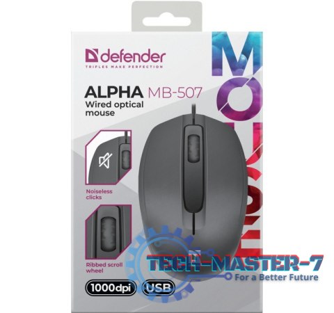 Mysz przewodowa optyczna Alpha MB-507 1000DPI 3P czarna Mysz przewodowa optyczna Alpha MB-507 1000DPI 3P czarna