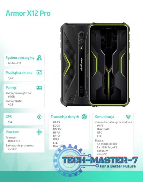 Smartfon Armor X12 Pro 4G 4/64GB IP69K zielony Smartfon Armor X12 Pro 4G 4/64GB IP69K zielony