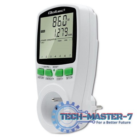 Watomierz Licznik zużycia energii PM0627 z historią pomiaru | 3680W | 16A | LCD Watomierz Licznik zużycia energii PM0627 z historią pomiaru | 3680W | 16A | LCD