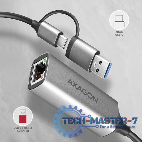 ADE-TXCA Karta sieciowa Gigabit Ethernet adapter, USB-C (USB-A redukcja) 3.2 Gen 1, instalacja automatyczna ADE-TXCA Karta sieciowa Gigabit Ethernet adapter, USB-C (USB-A redukcja) 3.2 Gen 1, instalacja automatyczna