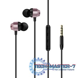 Słuchawki przewodowe jack 3,5 mm różowo-czarne