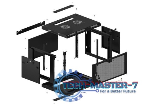 Szafa wisząca 19 cali 6U 600x450 drzwi perforowane (flat pack) czarna Szafa wisząca 19 cali 6U 600x450 drzwi perforowane (flat pack) czarna