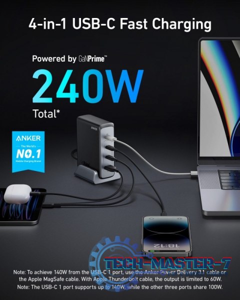 Ładowarka 749 GaNPrime 240W USB-C x 3 USB-A x 1 Ładowarka 749 GaNPrime 240W USB-C x 3 USB-A x 1