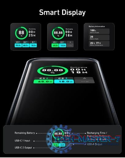 Powerbank Prime 20000 mAh 200W USB-C x 2 USB-A x 1 Powerbank Prime 20000 mAh 200W USB-C x 2 USB-A x 1