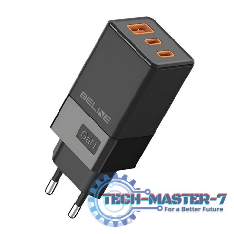 Ładowarka sieciowa 65W GaN 2xUSB-C+USB-A bez kabla Czarna Ładowarka sieciowa 65W GaN 2xUSB-C+USB-A bez kabla Czarna