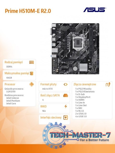 Płyta główna Prime H510M-E 2.0 s1200 2DDR4 HDMI/DP M.2 mATX Płyta główna Prime H510M-E 2.0 s1200 2DDR4 HDMI/DP M.2 mATX